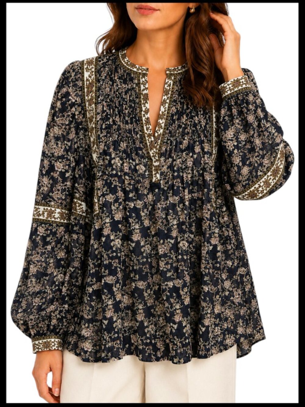 Isabel Marant Étoile Violette Blouse Navy Floral Cotton Voile FR 42 US 10